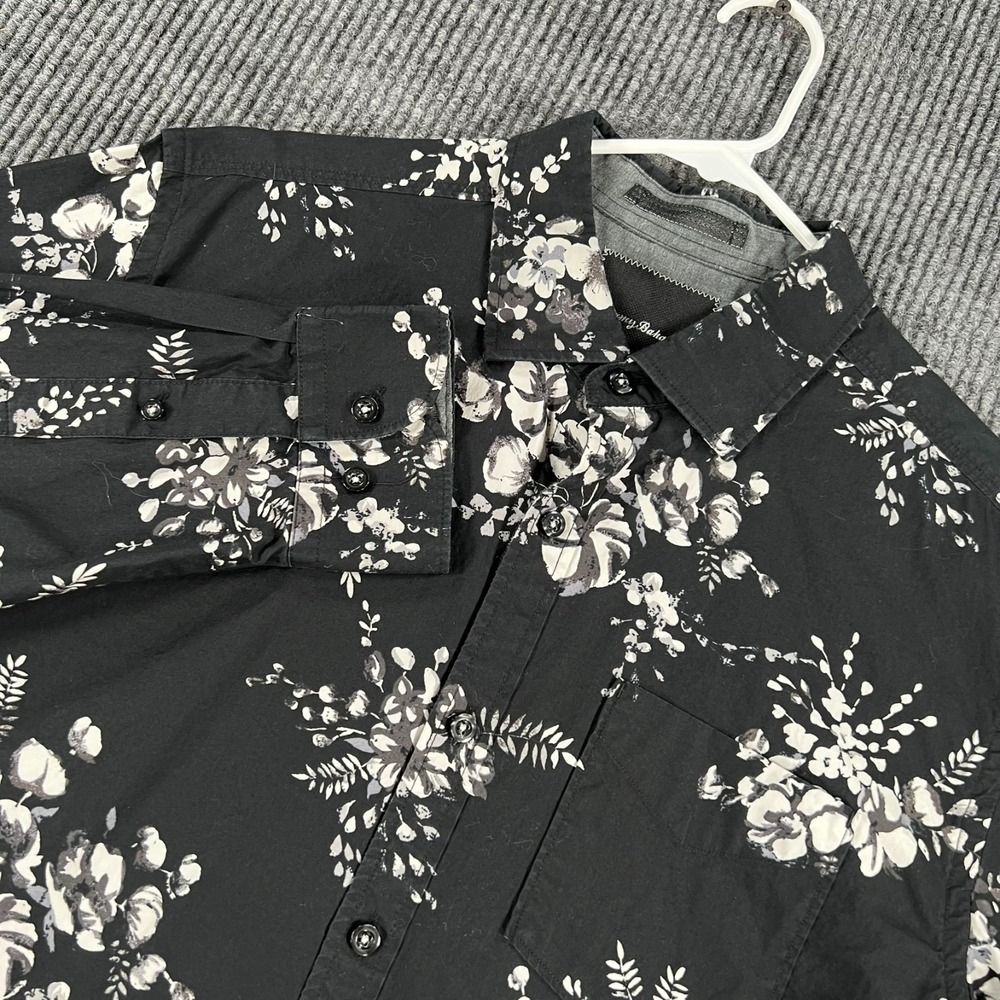 Tommy Bahama Shirt Mens Large Black Floral Long Sleeve Button Up Island Modern